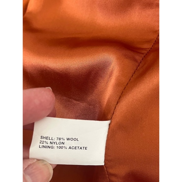 Vtg GAP Full Zip Toggles Collar 100% Wool Coat Color Burnt Orange Womens Size M - Picture 6 of 16